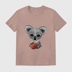 Футболка хлопковая мужская Баскетбол - Коала, цвет: пыльно-розовый