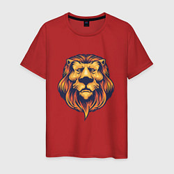 Футболка хлопковая мужская Спокойный лев, цвет: красный