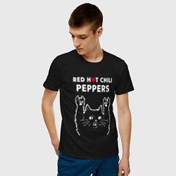 Футболка хлопковая мужская Red Hot Chili Peppers Рок кот, цвет: черный — фото 2
