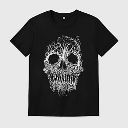 Футболка хлопковая мужская Череп и птицы Art, цвет: черный