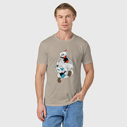 Футболка хлопковая мужская Чашки Cuphead, цвет: миндальный — фото 2