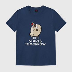 Футболка хлопковая мужская Pug Diet Starts Tomorrow, цвет: тёмно-синий