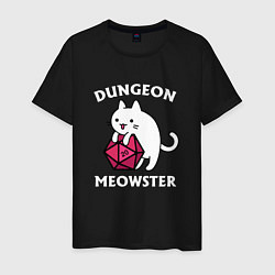 Футболка хлопковая мужская Dungeon Meowster, цвет: черный