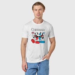 Футболка хлопковая мужская Cuphead Чашечки, цвет: белый — фото 2