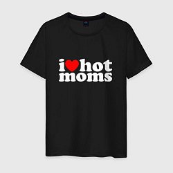 Футболка хлопковая мужская I LOVE HOT MOMS, цвет: черный