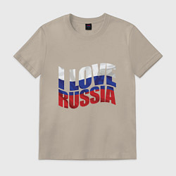 Футболка хлопковая мужская Love - Russia, цвет: миндальный