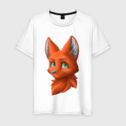 Футболка хлопковая мужская Милая лисичка Cute fox, цвет: белый