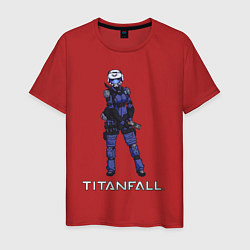 Футболка хлопковая мужская TITANFALL BLUE ART титанфолл, цвет: красный