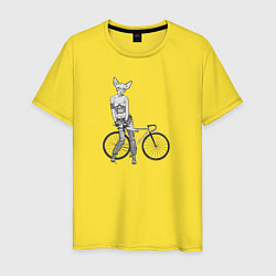 Футболка хлопковая мужская Лысый котик панк, цвет: желтый