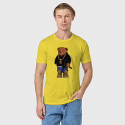 Футболка хлопковая мужская Gangsta bear Крутой мишка, цвет: желтый — фото 2