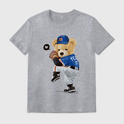 Футболка хлопковая мужская МИШКА БЕЙСБОЛИСТ, цвет: меланж