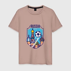 Футболка хлопковая мужская Russia 2018, цвет: пыльно-розовый