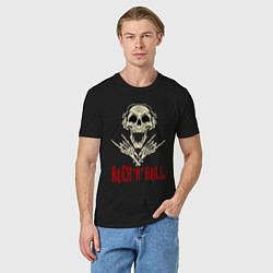 Футболка хлопковая мужская Rock n Roll Skull, цвет: черный — фото 2