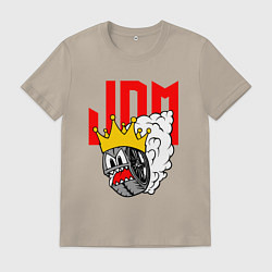Футболка хлопковая мужская JDM Wheel King, цвет: миндальный