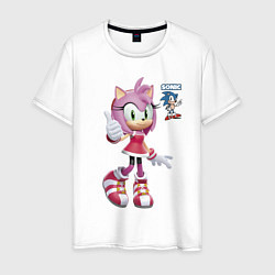 Футболка хлопковая мужская Sonic Amy Rose Video game, цвет: белый