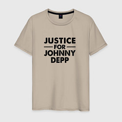 Футболка хлопковая мужская Справедливость для Джонни Деппа, цвет: миндальный