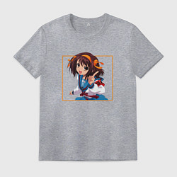 Футболка хлопковая мужская Харухи art, цвет: меланж