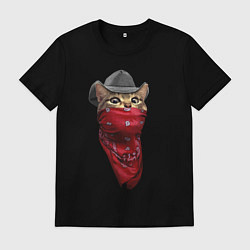 Футболка хлопковая мужская Cool kitten in a bandana, цвет: черный