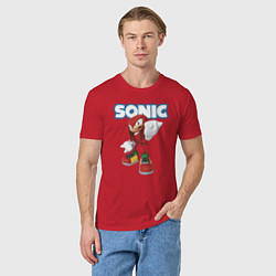 Футболка хлопковая мужская Knuckles Echidna Sonic Video game Ехидна Наклз Вид, цвет: красный — фото 2