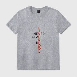 Футболка хлопковая мужская Liverpool - Never Give Up, цвет: меланж