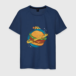 Футболка хлопковая мужская Бургер Планета Planet Burger, цвет: тёмно-синий