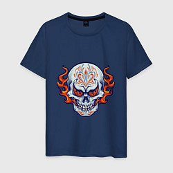 Футболка хлопковая мужская Fire - Skull, цвет: тёмно-синий