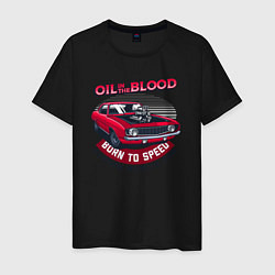 Футболка хлопковая мужская Масло - кровь для автомобиля, цвет: черный