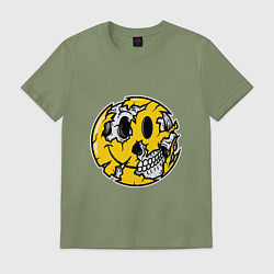 Футболка хлопковая мужская Smile Skull, цвет: авокадо