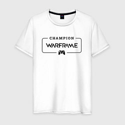 Футболка хлопковая мужская Warframe Gaming Champion: рамка с лого и джойстико, цвет: белый