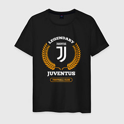 Футболка хлопковая мужская Лого Juventus и надпись Legendary Football Club, цвет: черный