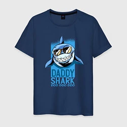 Футболка хлопковая мужская Папочка акула, цвет: тёмно-синий