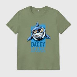 Футболка хлопковая мужская Папочка акула, цвет: авокадо