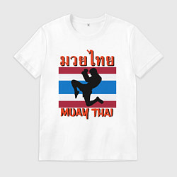 Футболка хлопковая мужская THAI FIGHTER Боец Муай Тай, цвет: белый
