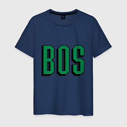 Футболка хлопковая мужская BOS - Boston, цвет: тёмно-синий