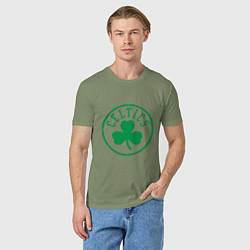 Футболка хлопковая мужская Celtics - Селтикс, цвет: авокадо — фото 2