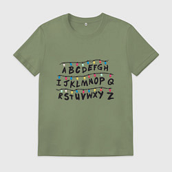 Футболка хлопковая мужская STRANGER THINGS ALPHABET, цвет: авокадо