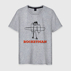 Футболка хлопковая мужская ROCKETMAN Человек-ракета, цвет: меланж