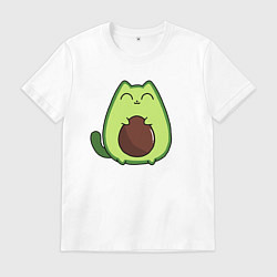 Футболка хлопковая мужская Avo cat o довольный, цвет: белый