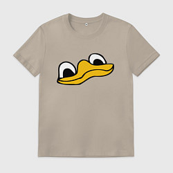 Футболка хлопковая мужская Утиная моська duck face, цвет: миндальный