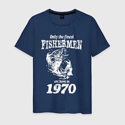 Футболка хлопковая мужская Только лучшие рыбаки родились в 1970 году, цвет: тёмно-синий