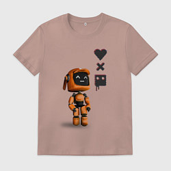 Футболка хлопковая мужская Оранжевый робот с логотипом LDR, цвет: пыльно-розовый