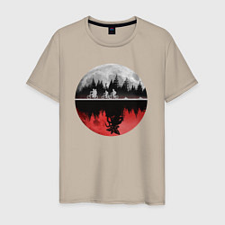 Футболка хлопковая мужская Stranger Things Moon, цвет: миндальный
