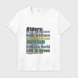 Футболка хлопковая мужская The Doors - Текст Tiders on the storm, цвет: белый