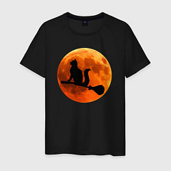 Футболка хлопковая мужская Halloween Cat, цвет: черный