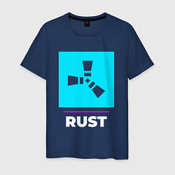 Футболка хлопковая мужская Символ Rust в неоновых цветах, цвет: тёмно-синий