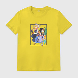 Футболка хлопковая мужская ЭЛЬМА И КОБАЯШИ Дракорничная госпожи Кобаяси, цвет: желтый