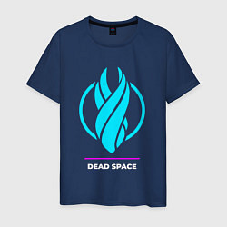 Футболка хлопковая мужская Символ Dead Space в неоновых цветах, цвет: тёмно-синий