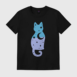 Футболка хлопковая мужская Night - Cat, цвет: черный