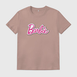 Футболка хлопковая мужская Barbie logo, цвет: пыльно-розовый