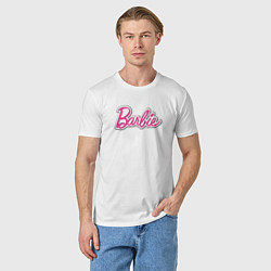 Футболка хлопковая мужская Barbie logo, цвет: белый — фото 2